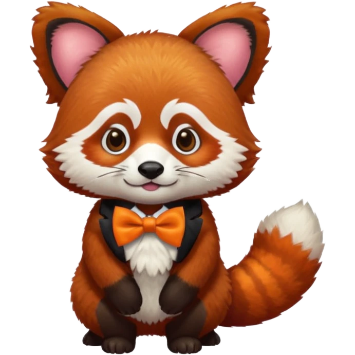 a red panda with orange bow tie emoji
