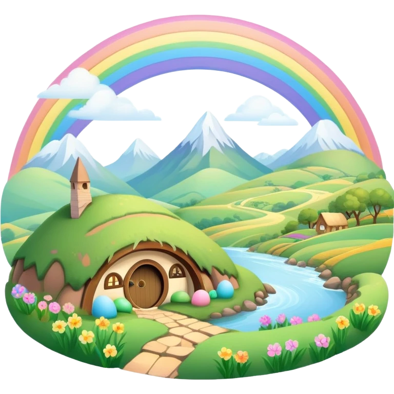  pastel rainbow hobbit easter landscape  emoji