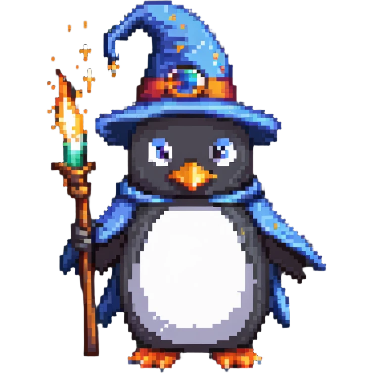 penguin wizard casting a spell emoji