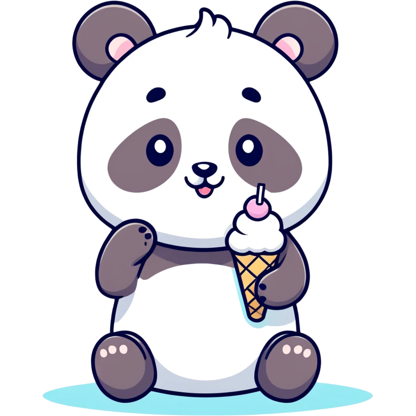 Panda eating ice cream emoji