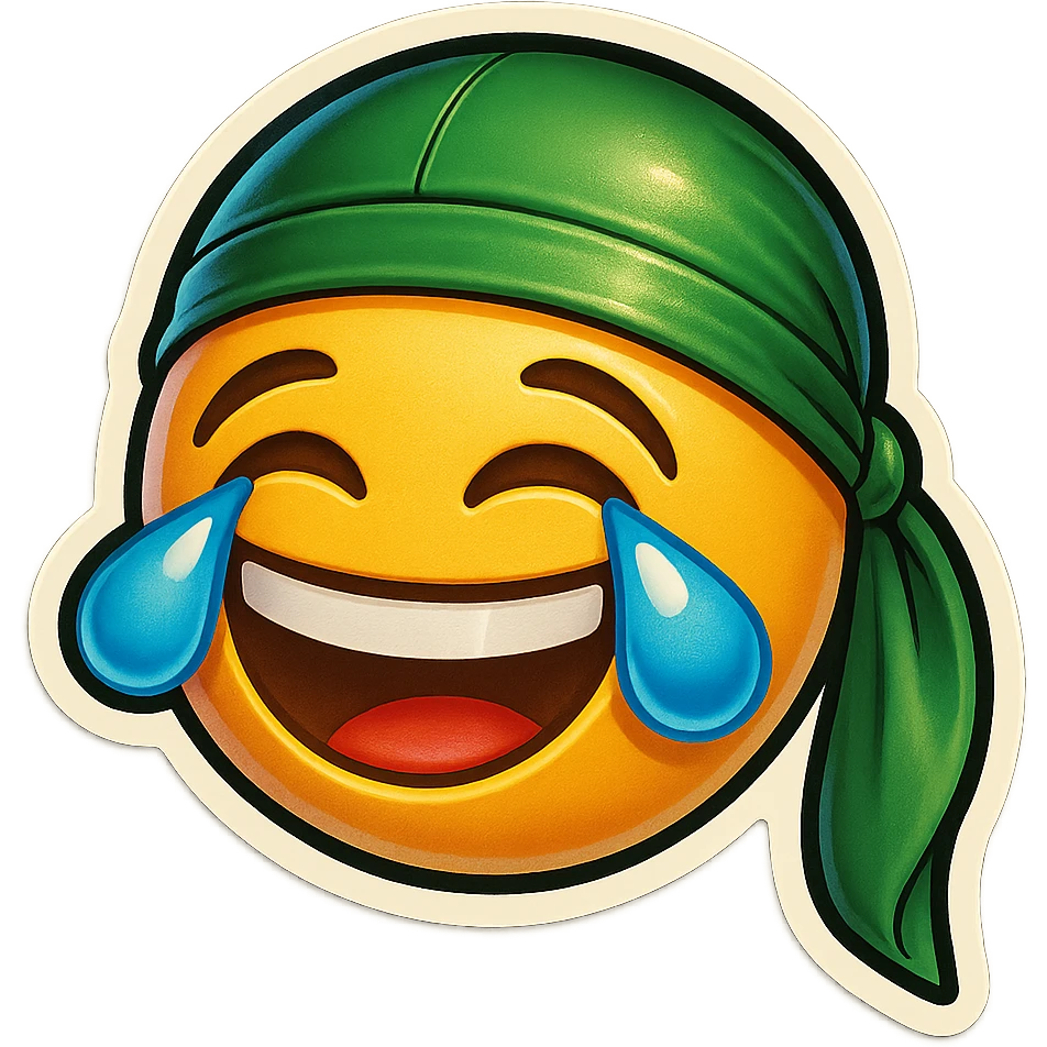 lol face laughing crying
make him smile
Change His durag To Green emoji