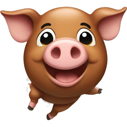 a happy brown pig smiling and jumping emoji