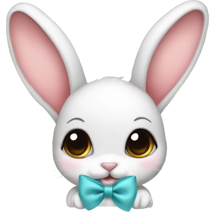 Baby bunny with coquette bow on ear emoji