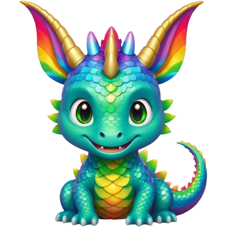 A cute little dragon  rainbow emoji