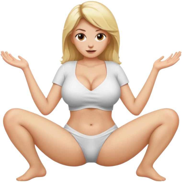 blonde naked woman with large boobs and a hairy vagina with her legs spread open on tv emoji