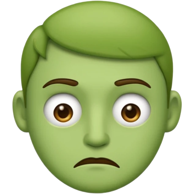 Can you make a green faced emoji giving a side eye with a frown. gelous emoji