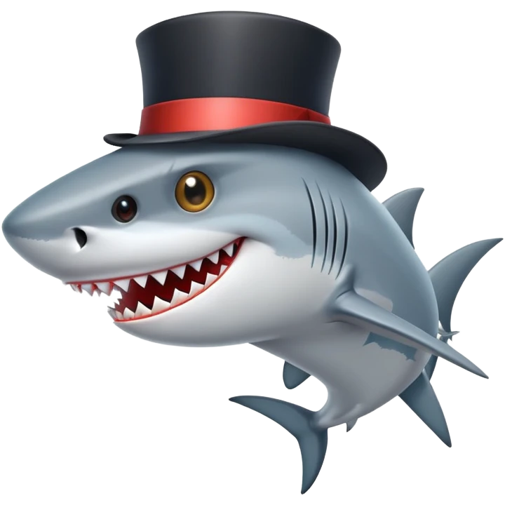 Shark with a top hat emoji