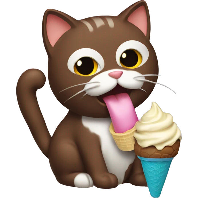 Cat eating ice cream chocolate emoji