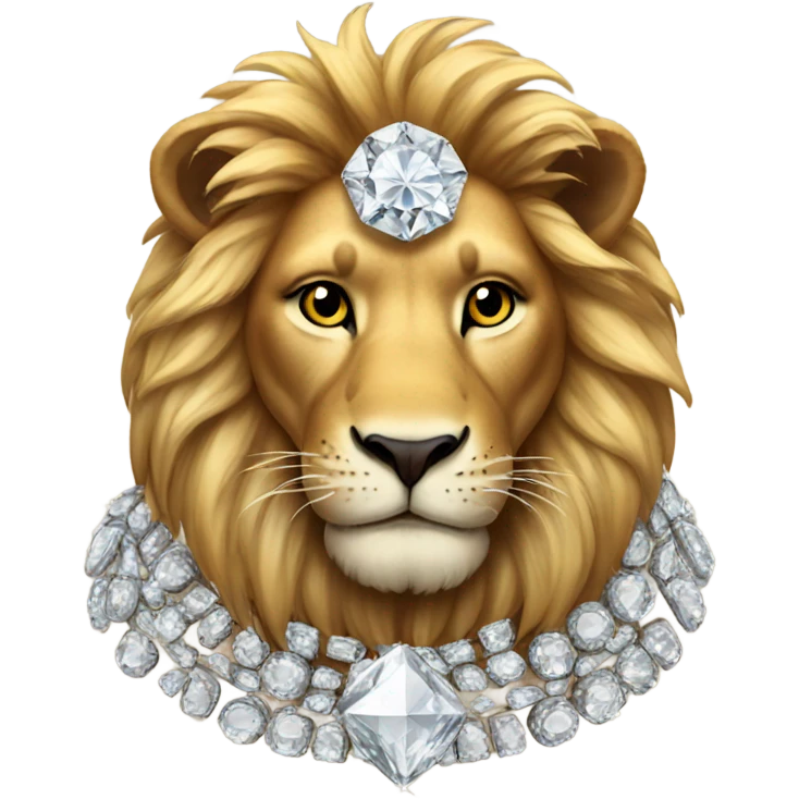 Lion wearing diamonds emoji