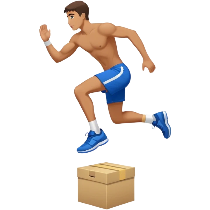 man in blue shorts box-jump exercise side-view emoji