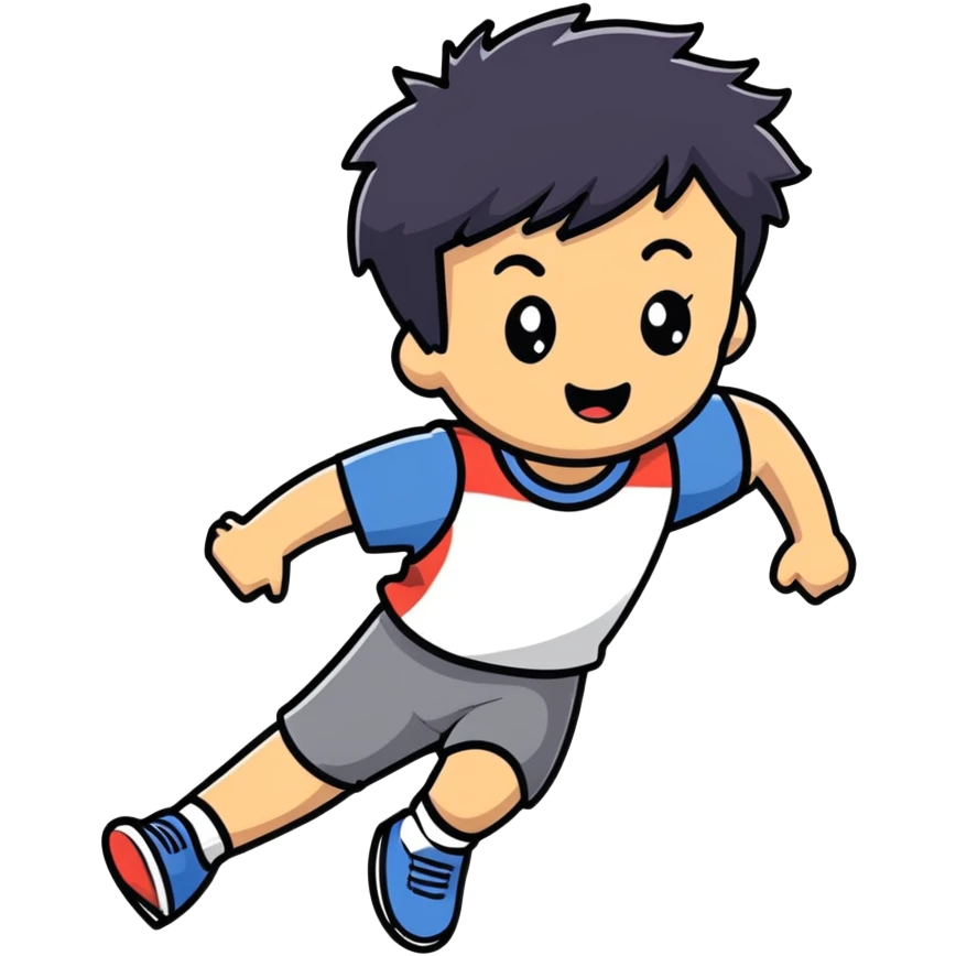 kid with black hair running emoji