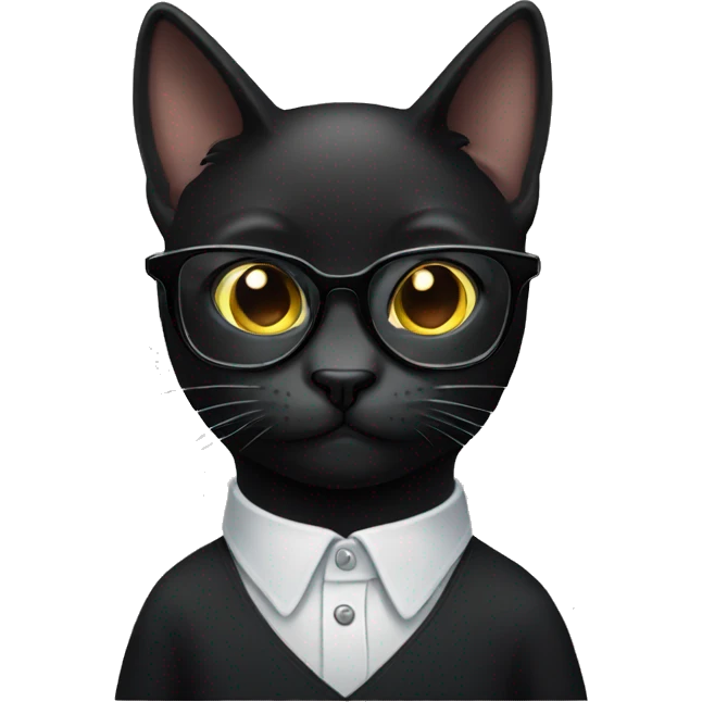 Black cat with glasses emoji