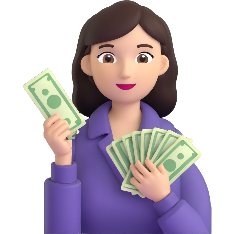yellow woman with money emoji
