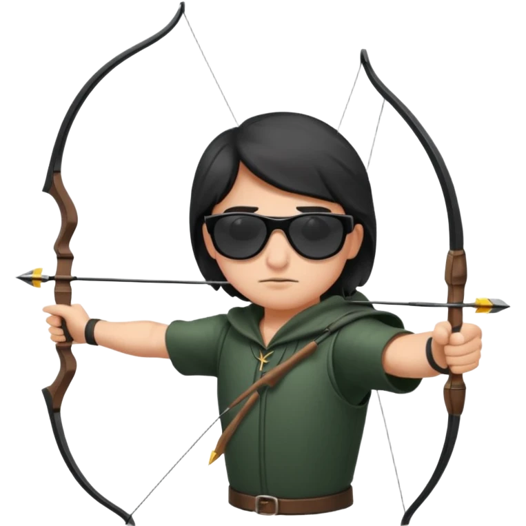 Blind archer aiming show black shades on the archer emoji