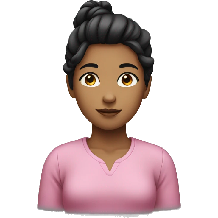 A girl with pink shirt and black hair emoji