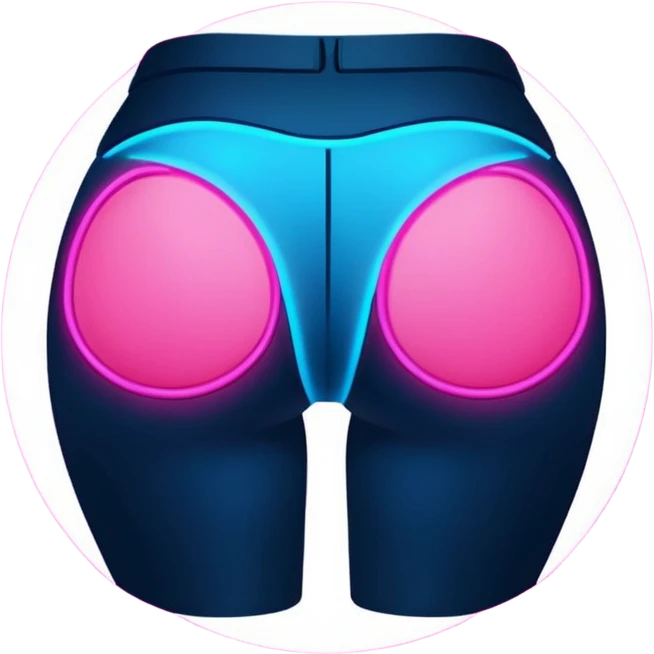 minimalist cartoon butt, neon pink and blue glowing outline, smooth rounded shapes, cyberpunk aesthetic, high contrast, vector style, no background emoji