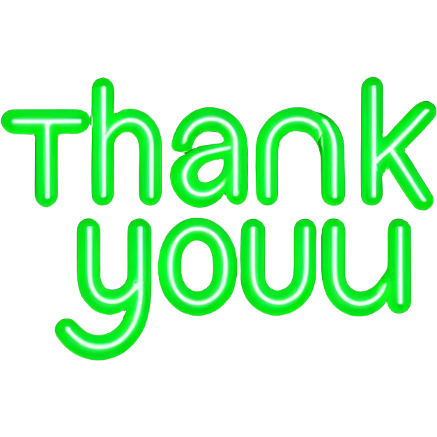 THE WORDS THANK YOU IN NEON GREEN RESEMBLING A NEON SIGN emoji