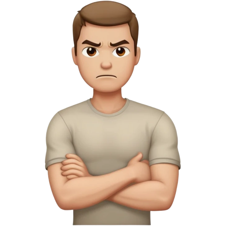 man arms crossed holding neck angry emoji