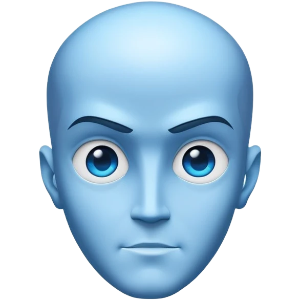 A stylized megamind (large, intelligent-looking head) in shades of blue. Modern, minimalist design, glowing or radiant effect to emphasize intelligence emoji