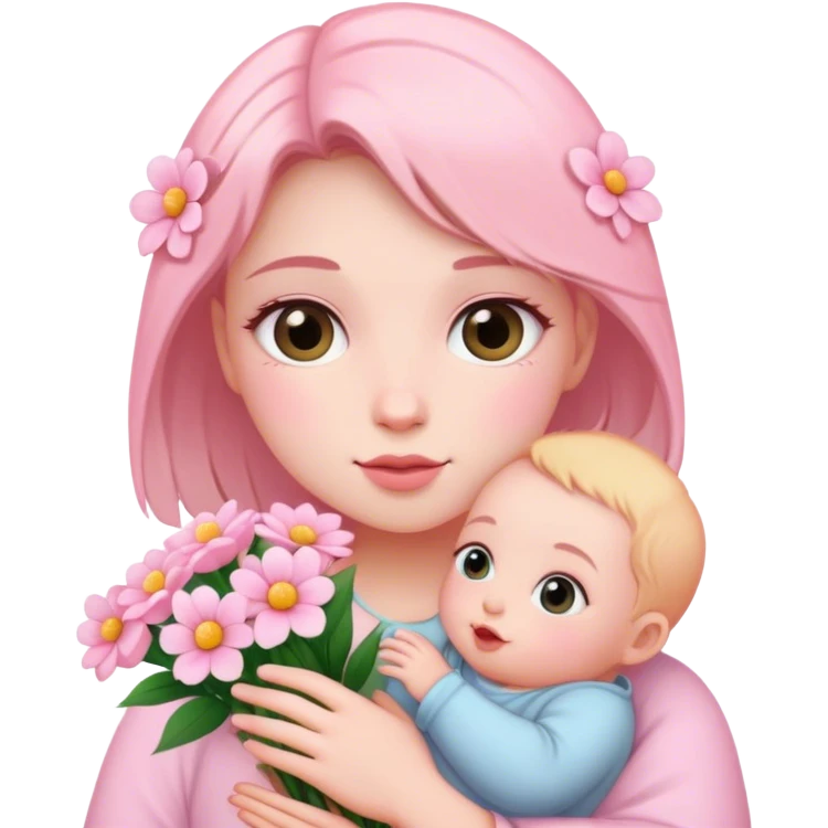 Me holding baby pink flowers  emoji