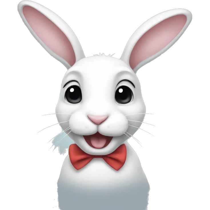 Black and white rabbit with bow in their ears emoji