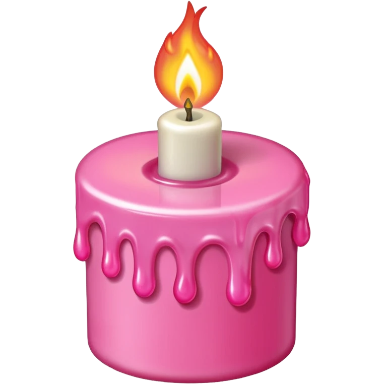 A drawing of a flaming pink candle that could be used at a romantic dinner table. The camera should be isometric at a 90-degree angle. emoji