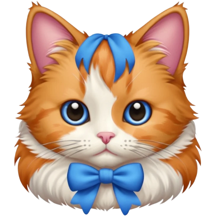 Cute Cat with blue bow emoji