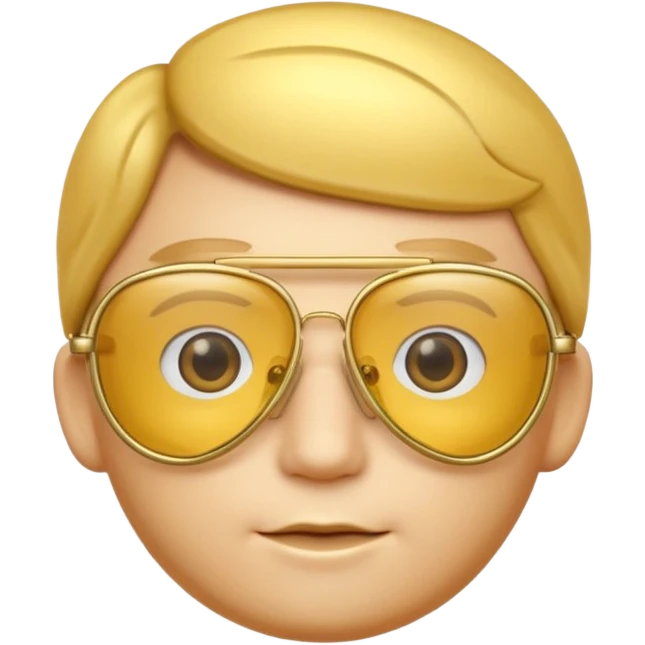 A 3D cartoon golden-yellow aviator Glasses, metallic frame with clear lenses, gentle highlights, Memoji-style. emoji