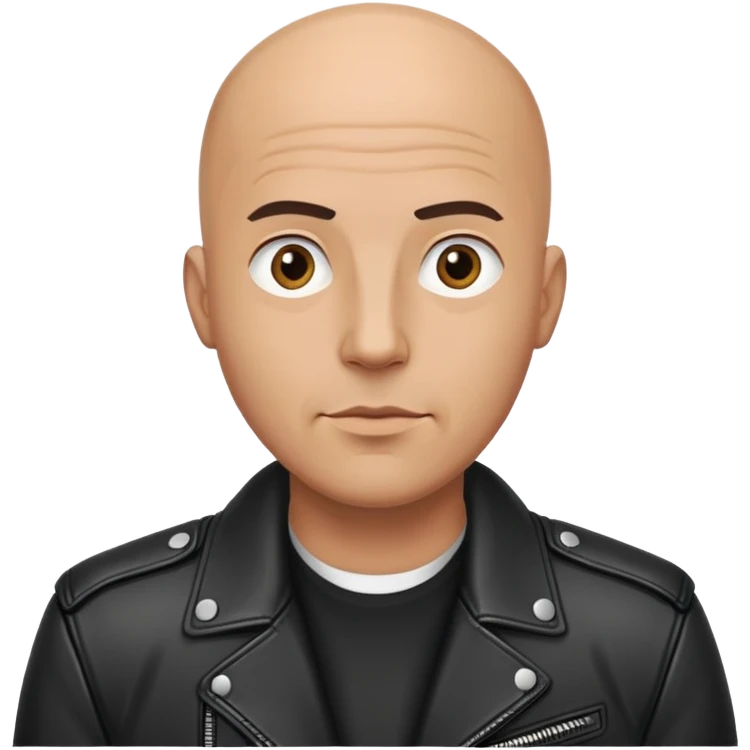 bald man wearing black leather jacket emoji