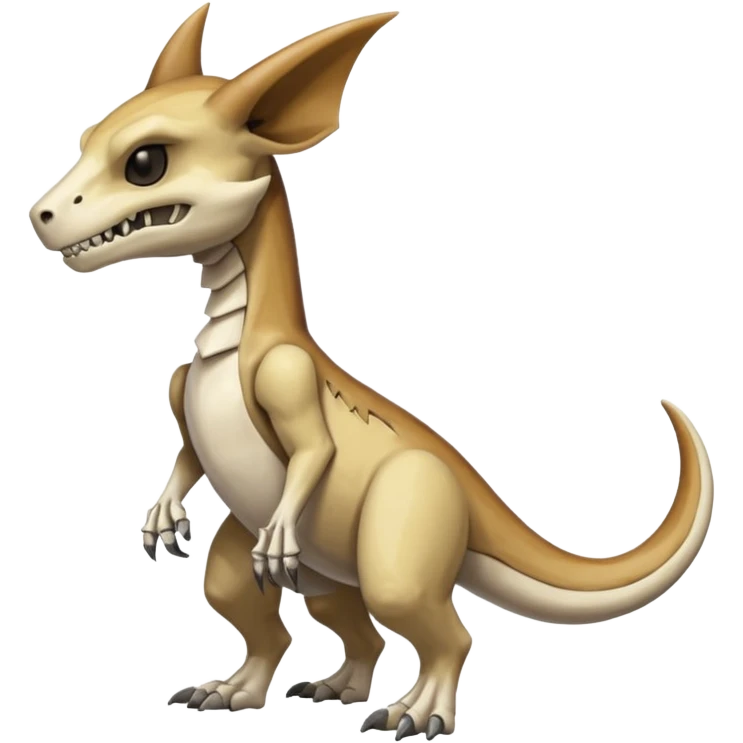 Bone-White Skeletal Ember-Veined Smoky-Cracked Cubone-Manectric-Marowak hybrid creature (full body) emoji