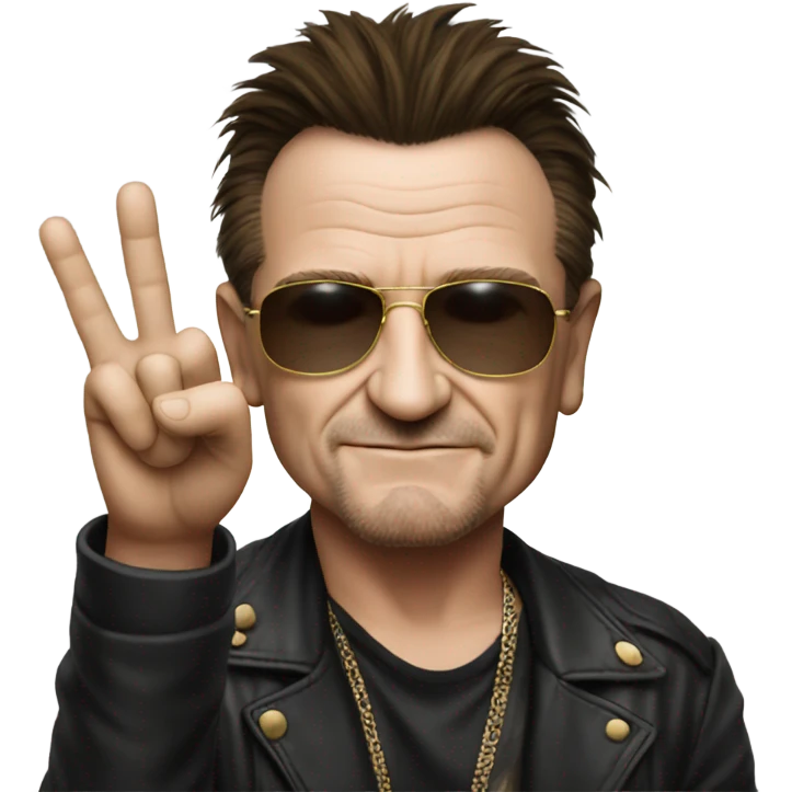 Bono doing peace sign emoji