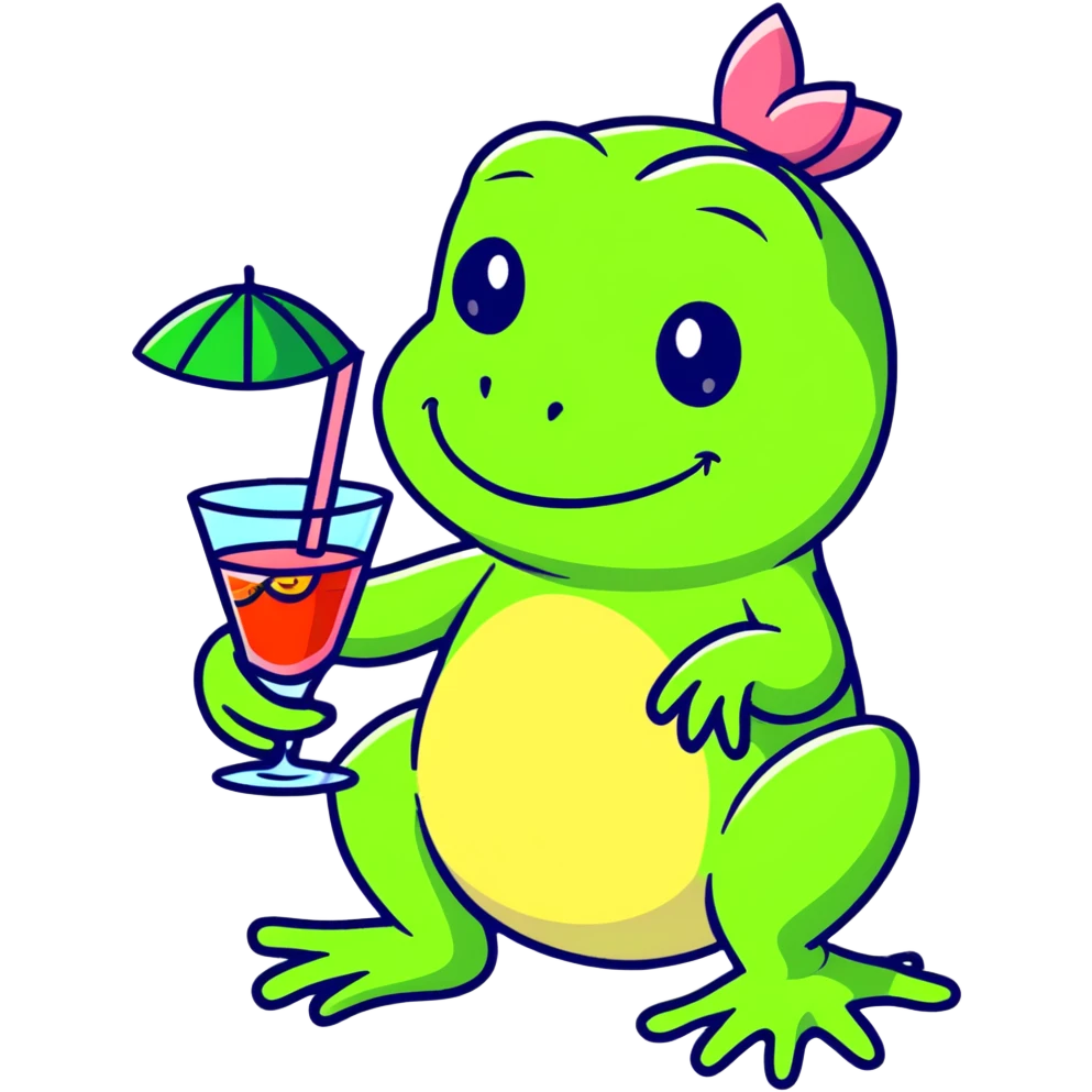 happy frog with a cocktail emoji