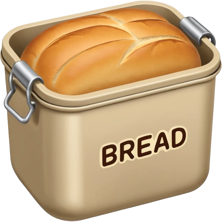 Tiny Beige metal container with the word “bread” on it  emoji