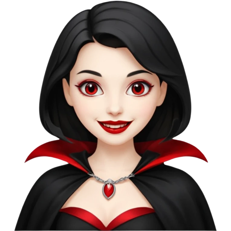 Vampire lady in black dress with cape, smile emoji