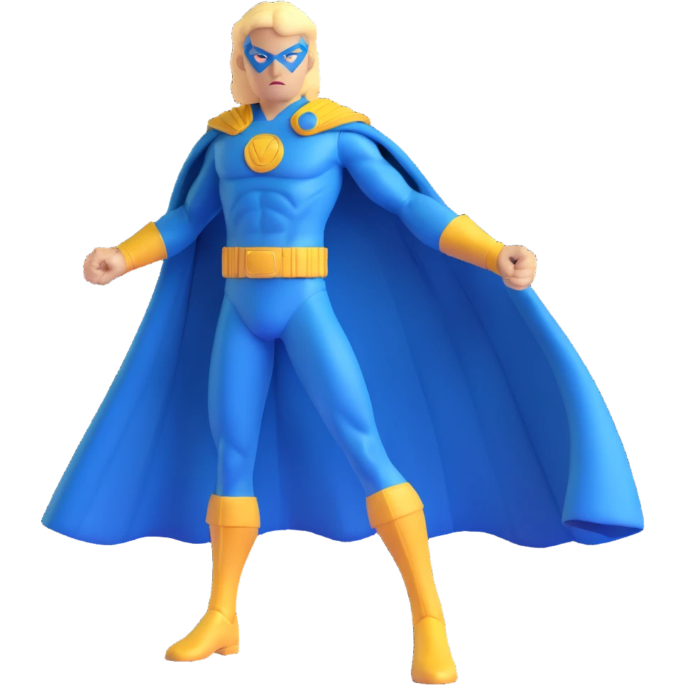 Marvel superhero Sentry with blonde hair in blue and gold costume with cape emoji