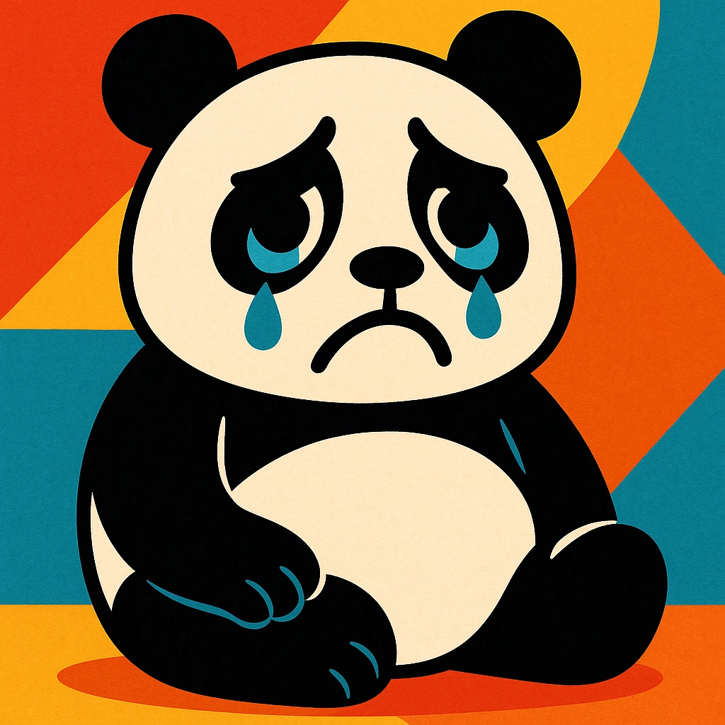 sad panda, vibrant toon style emoji
