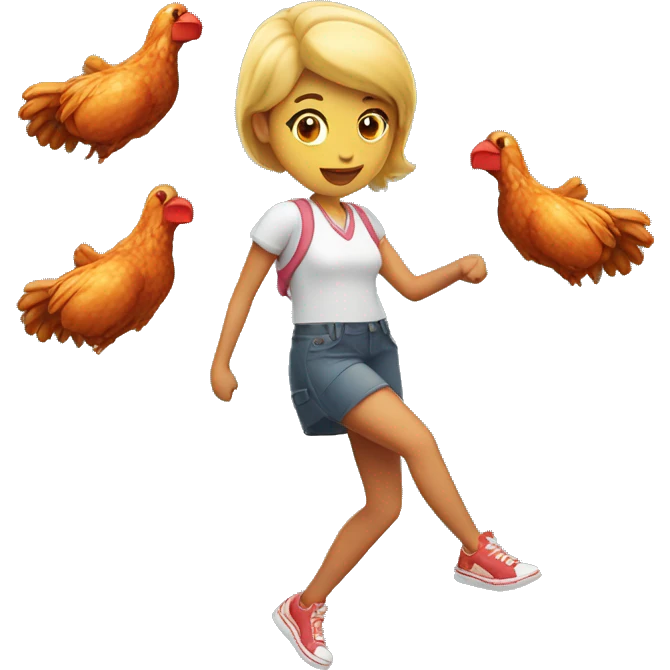 a girl flying with two bbq chicken wings on her back and holding two bbq chicken wings on her hand emoji