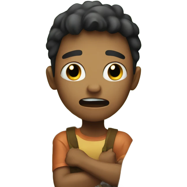 Scared boy getting attacked by a tree emoji
