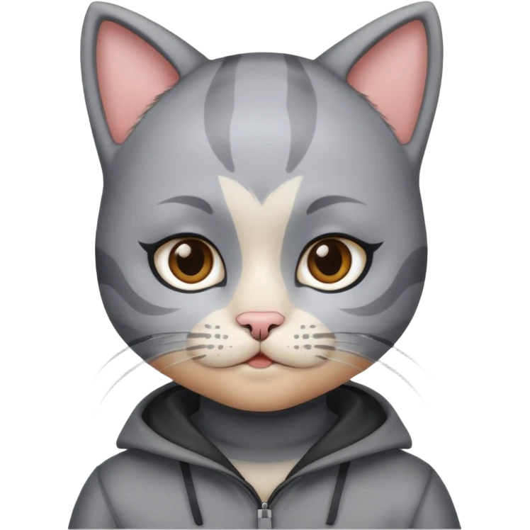 little kid with cat face paint and grey cat suit emoji