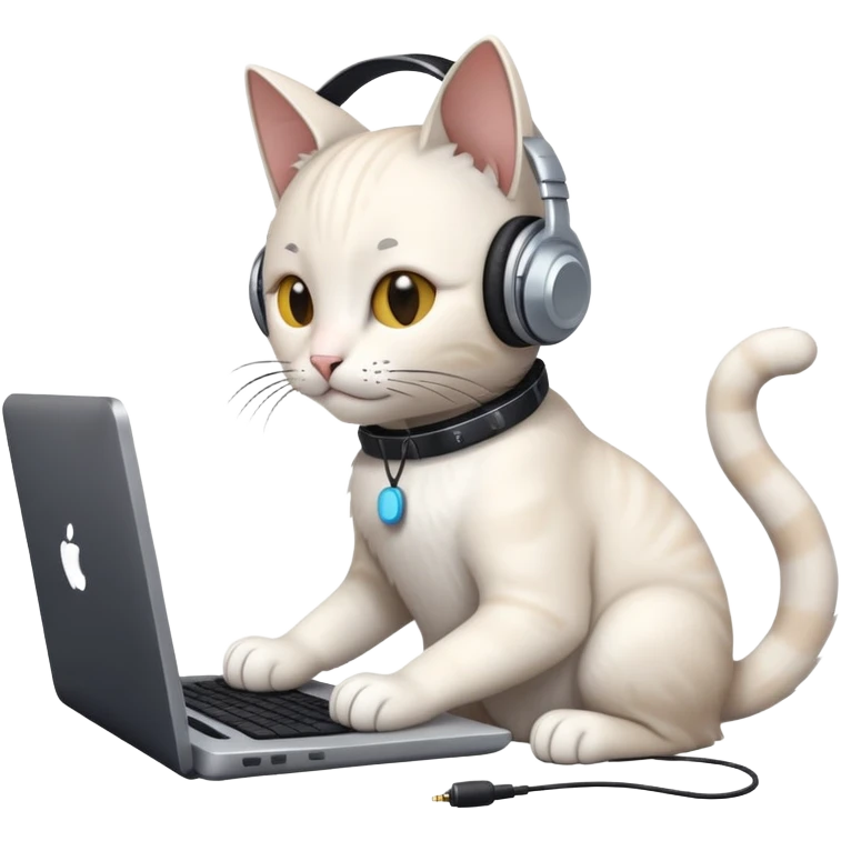 cat with headphones coding on computer emoji