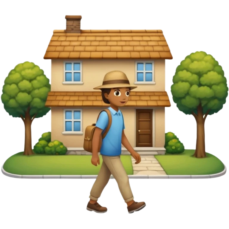 someone going home, show home in the background emoji