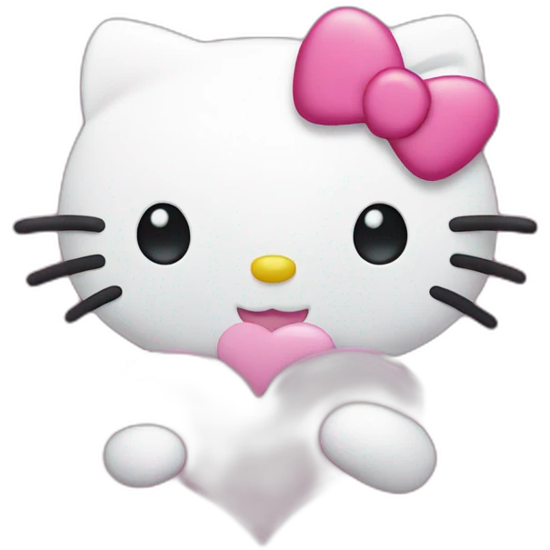 Hello kitty with pink hearts emoji