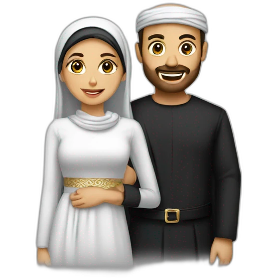 couple musulman homme noir femme arabe emoji