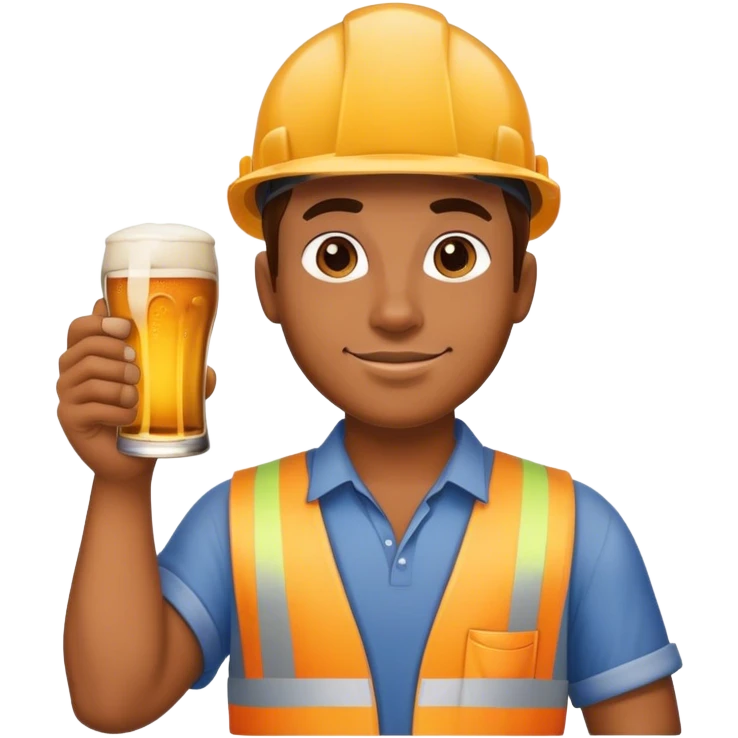 строитель с пивом в руке emoji
