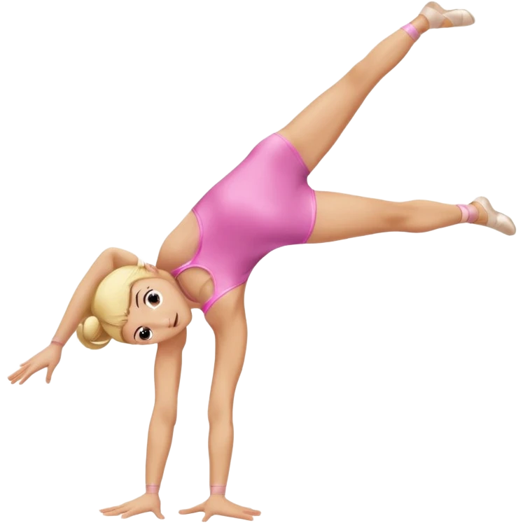 pink dancer-gymnast child with blonde hair, no skirt on leotard, doing a backbend emoji