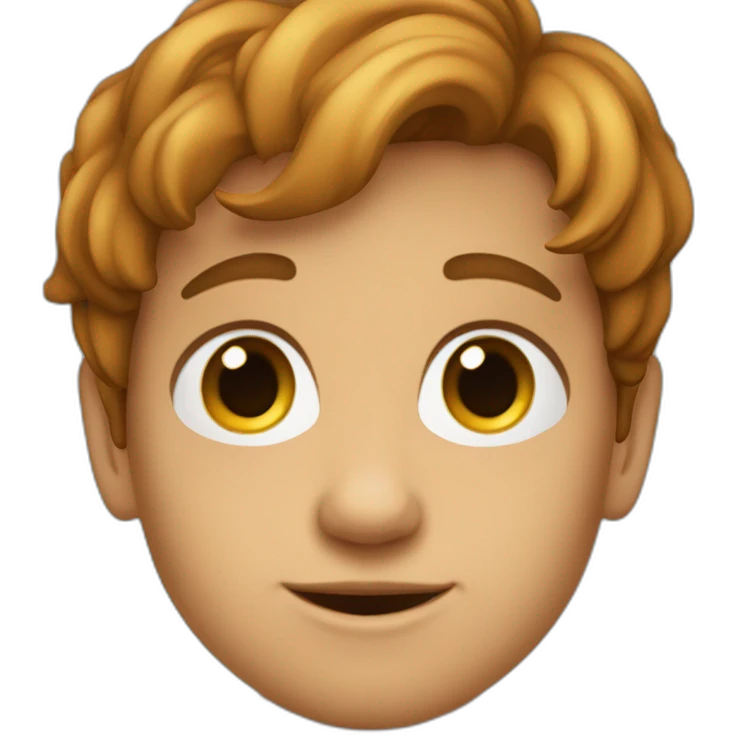 blij , jongen 11 jaar (bruin haar voor zijn ogen) emoji