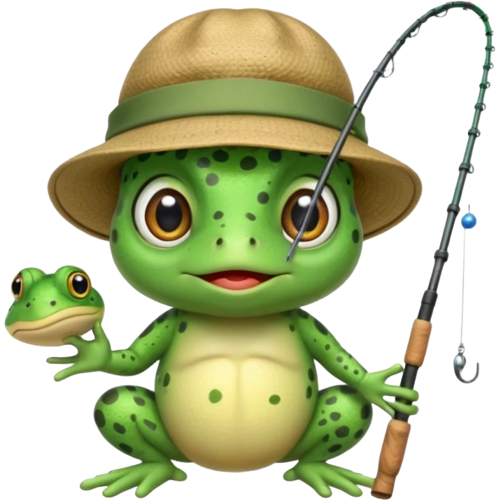 An adorable toad fishing emoji