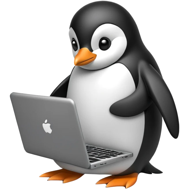 penguin with laptop coding emoji