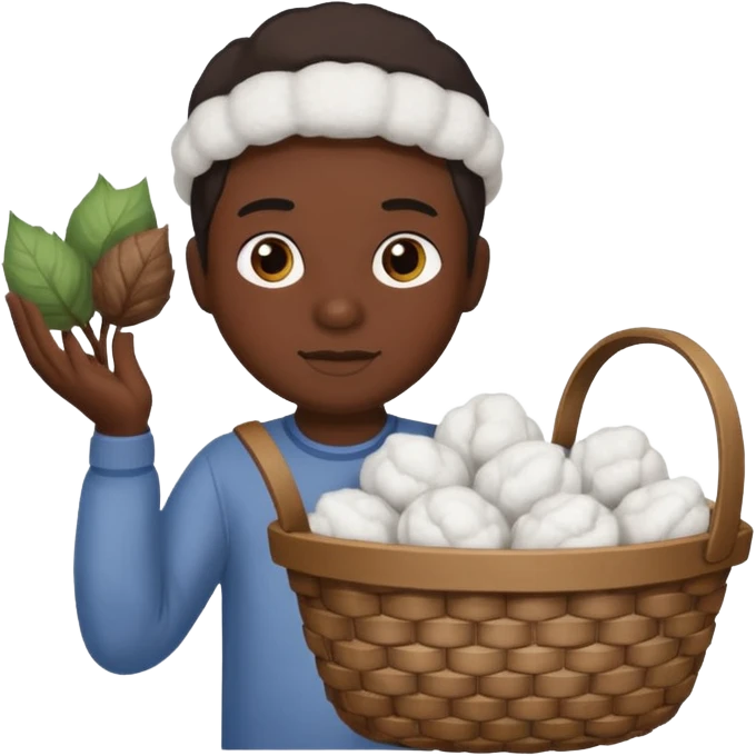 slave holding a basket with cotton emoji
