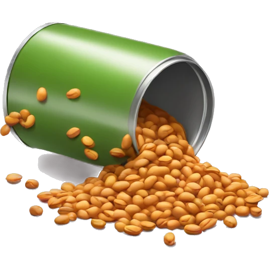 A can full of beans that have been spilt  emoji
